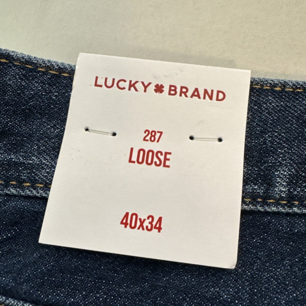 NWT Lucky Brand 287 Loose Fit Jeans Men W40 L34 Dark Wash Indigo Comfort Stretch - Picture 3 of 7